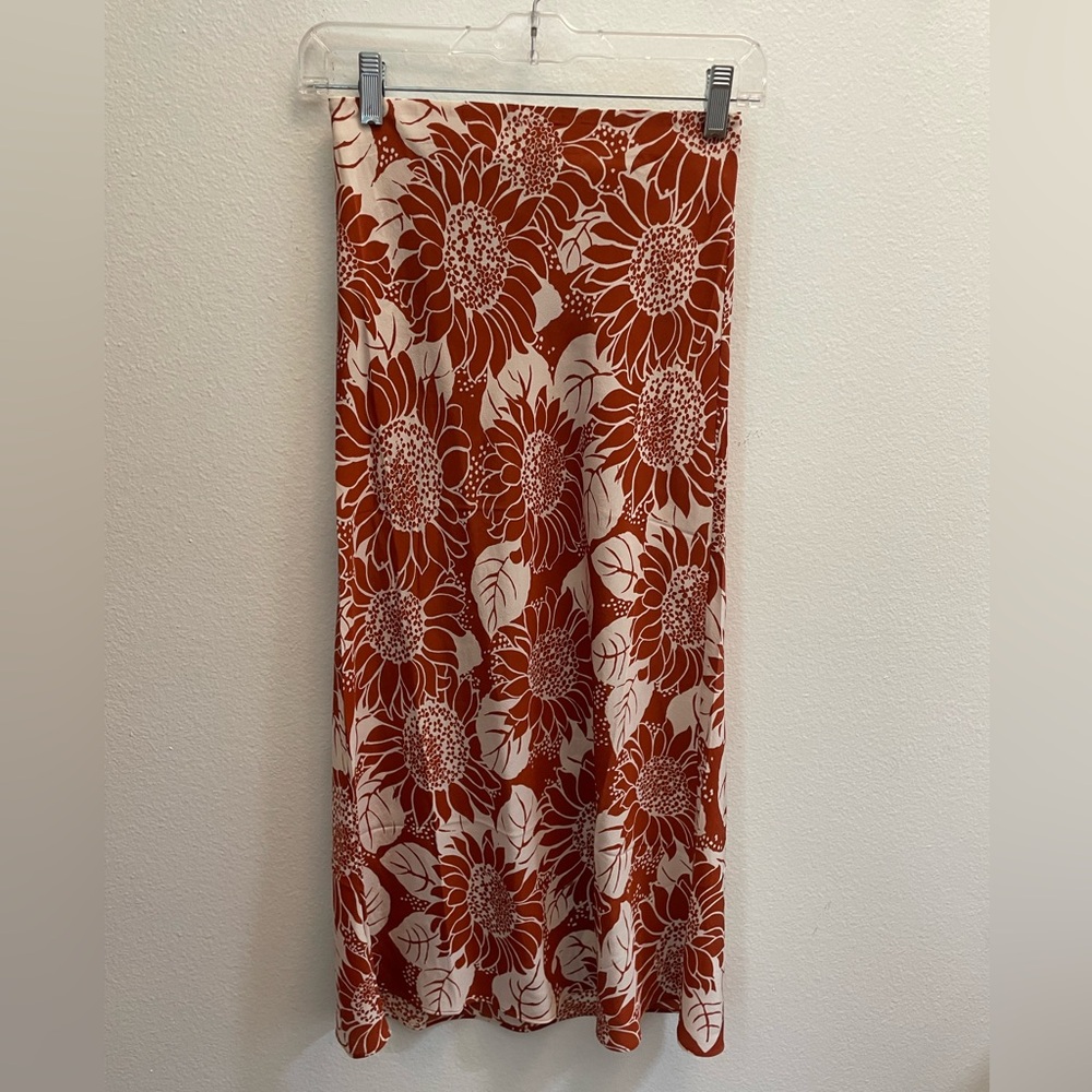 Madewell Rust and White Floral Skirt